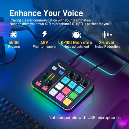 MaonoCaster G1 NEO Gaming Audio Mixer With Pro Preamp RGB