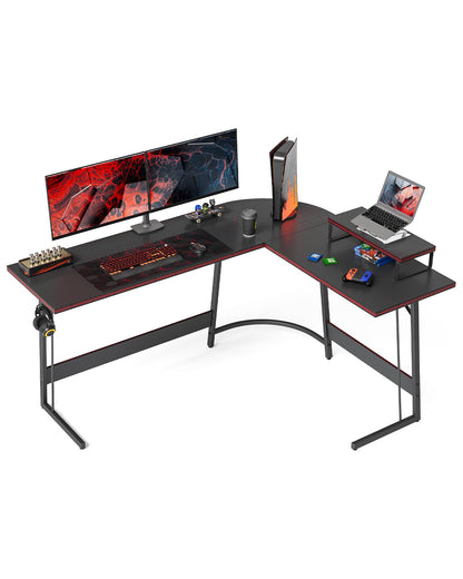 CubiCubi L Shaped Gaming Desk with Carbon Fiber Surface