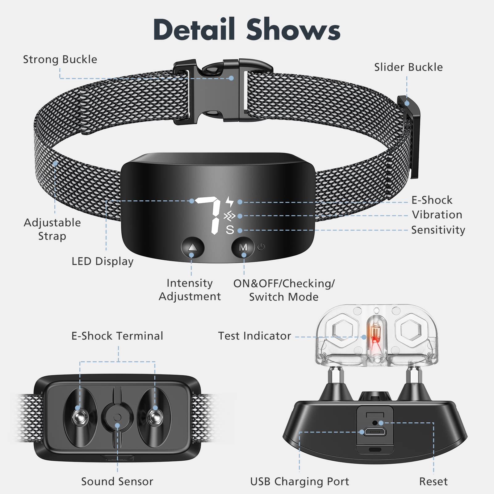 Rechargeable Anti Barking Collar for Dogs with Adjustable Sensitivity