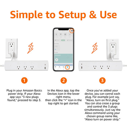 Amazon Basics Smart Power Strip With 3 Independent Outlets