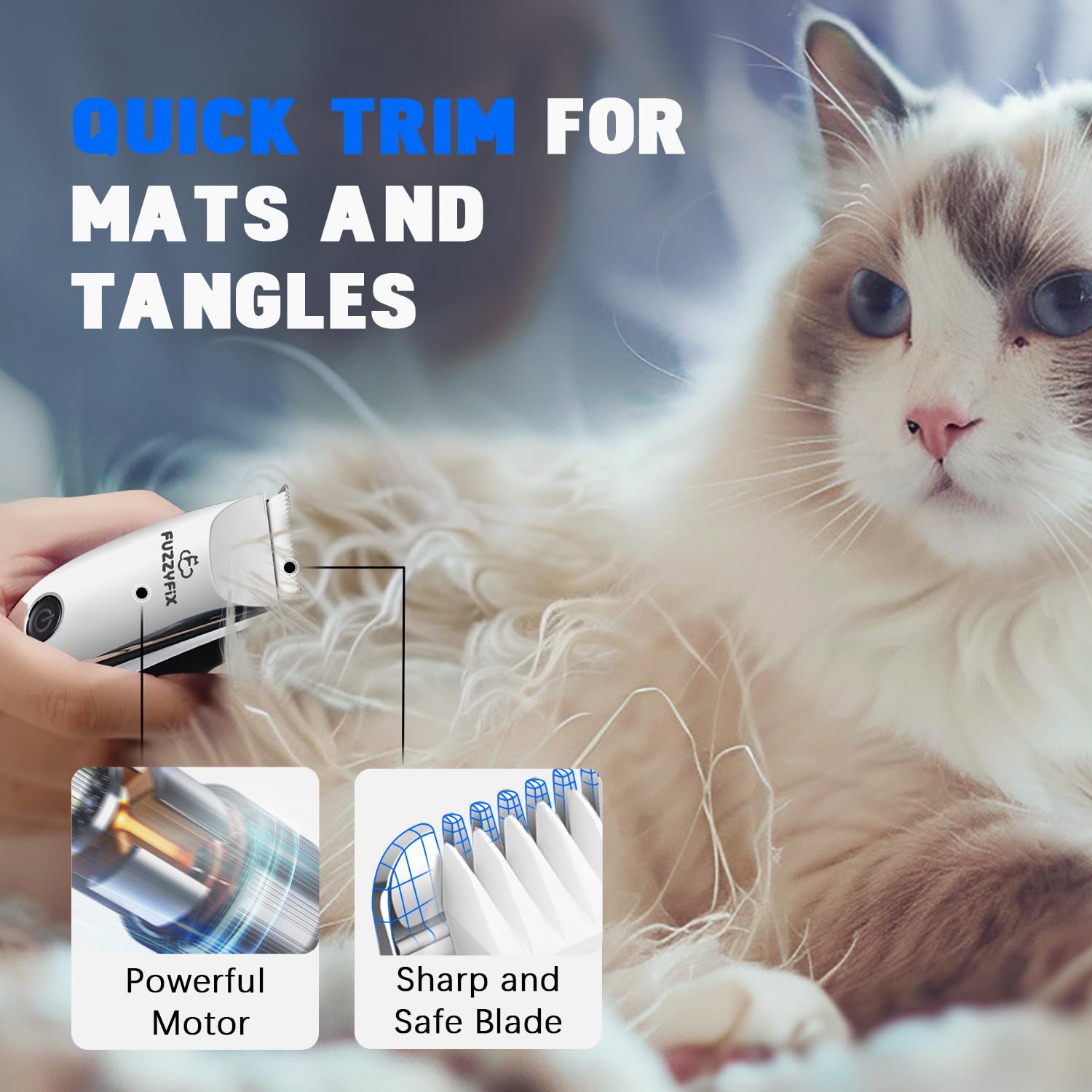 Portable Low Noise Pet Grooming Clippers for Matted Hair