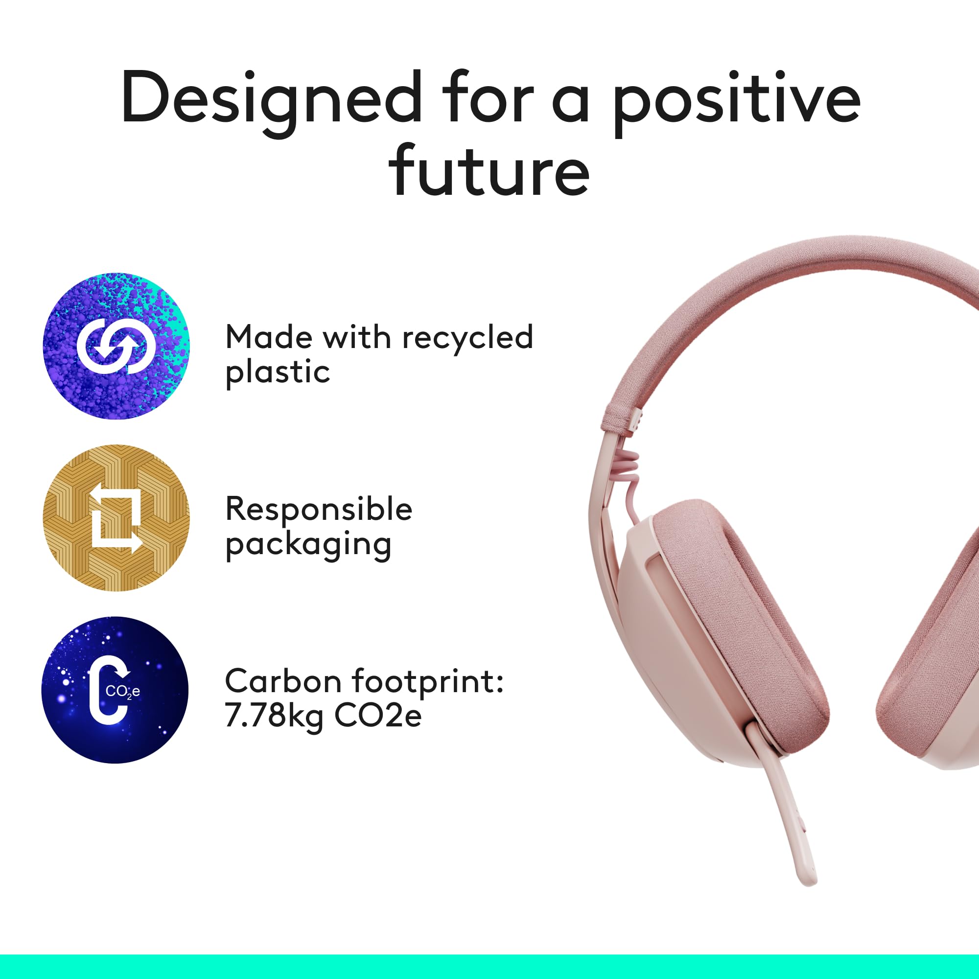 Logitech Zone Vibe 100 Wireless Headphones with Noise Canceling Microphone