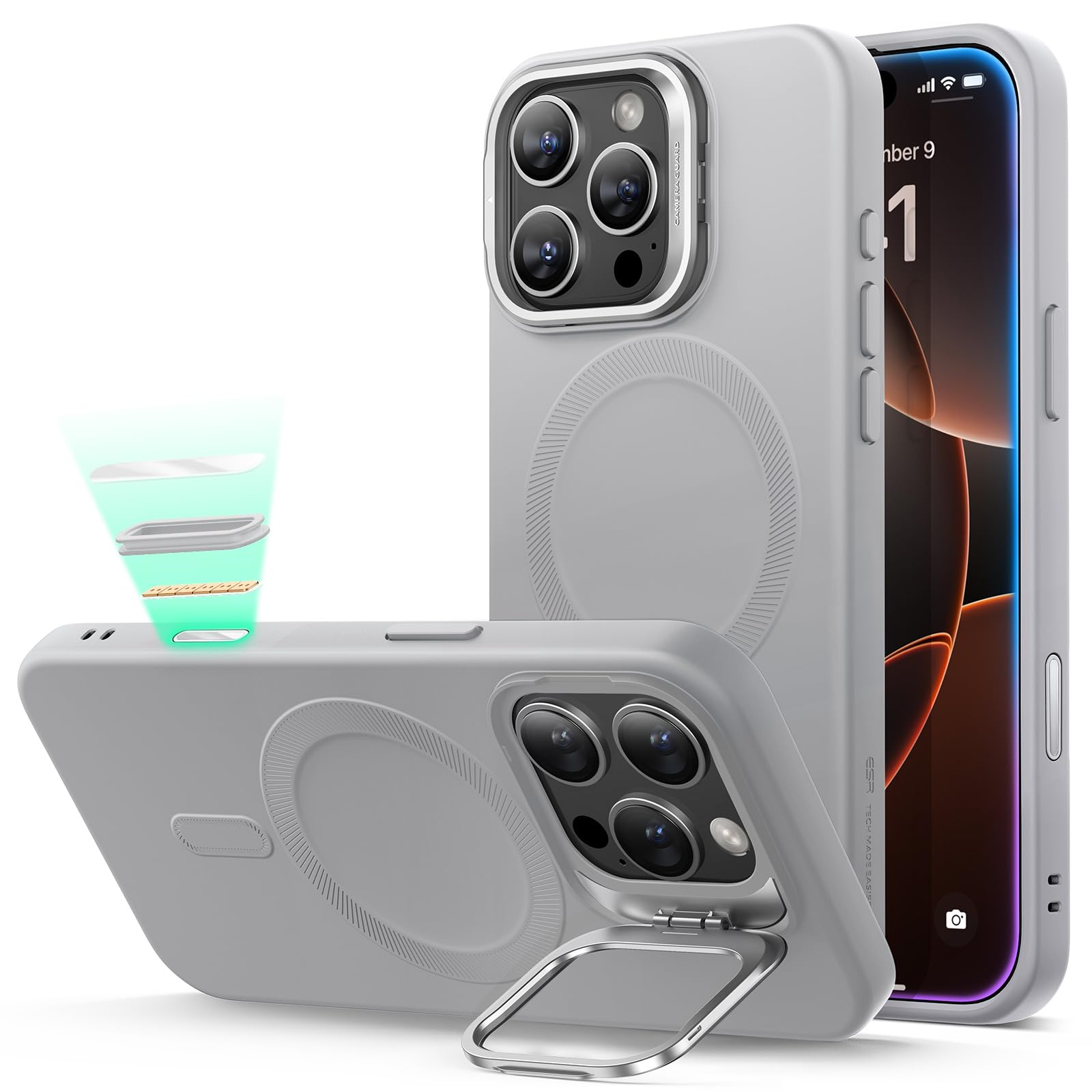 Military-Grade iPhone 16 Pro Max Case with Built-in Stand
