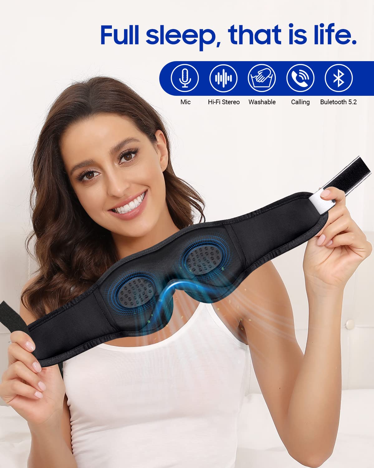 Sleep Headphones Bluetooth Eye Mask for Side Sleepers