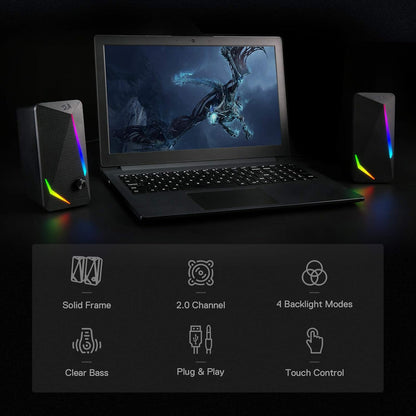 Redragon RGB Desktop Speakers with Enhanced Bass and LED Lights