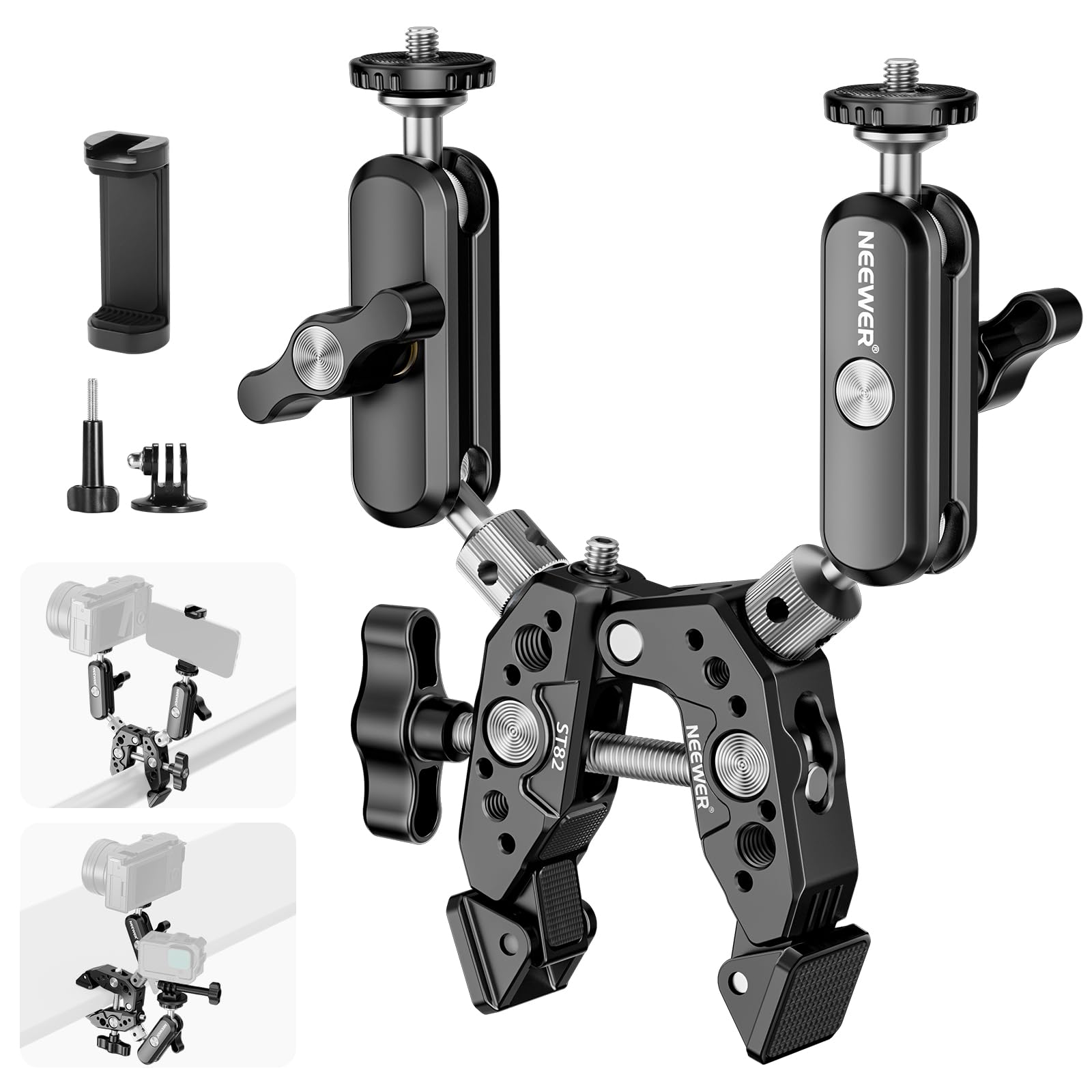 Neewer Super Clamp with Dual Ballhead Magic Arm