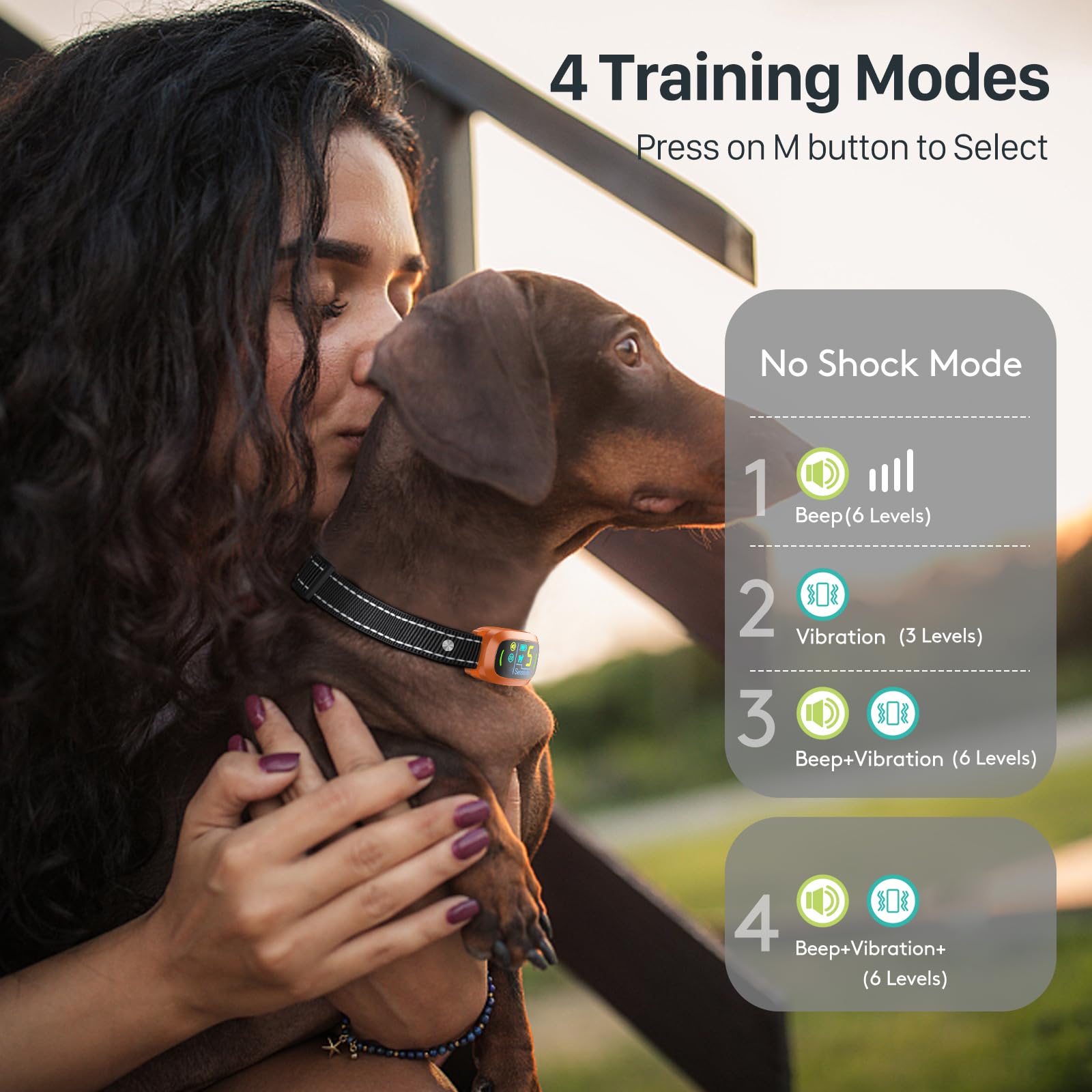 Rechargeable Dog Bark Collar with Adjustable Sensitivity Levels