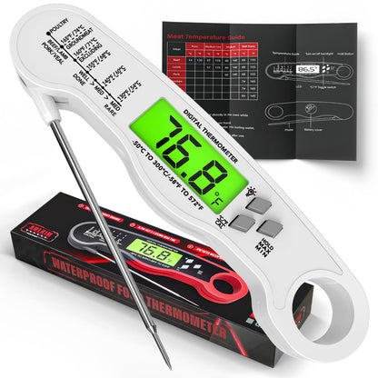 Digital Meat Thermometer Instant Read Waterproof Backlit Red