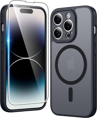 FNTCASE IPhone 16 Case Clear Magnetic MagSafe Screen Protector Drop Proof Rugged