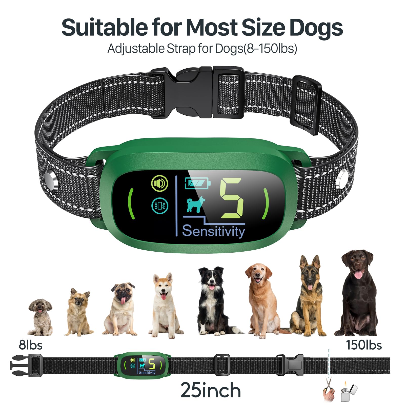 Rechargeable Dog Bark Collar with Adjustable Sensitivity Levels