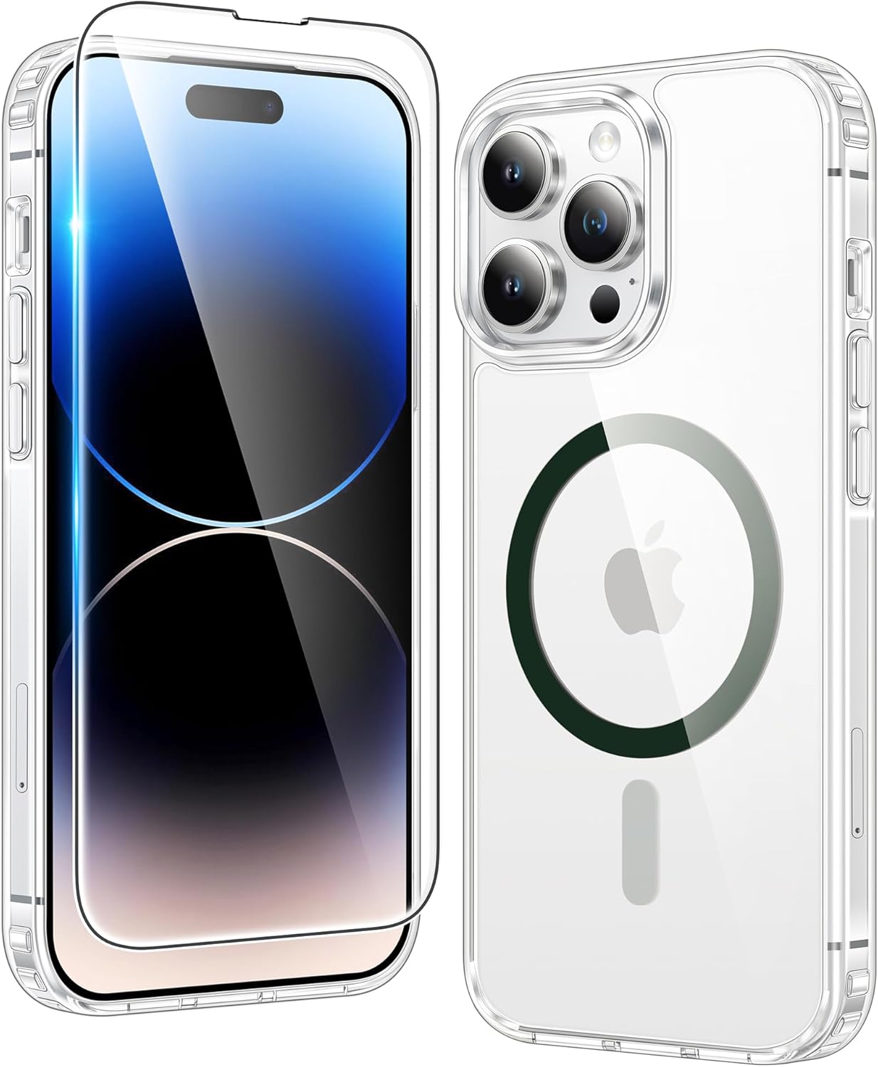 FNTCASE IPhone 16 Case Clear Magnetic MagSafe Screen Protector Drop Proof Rugged