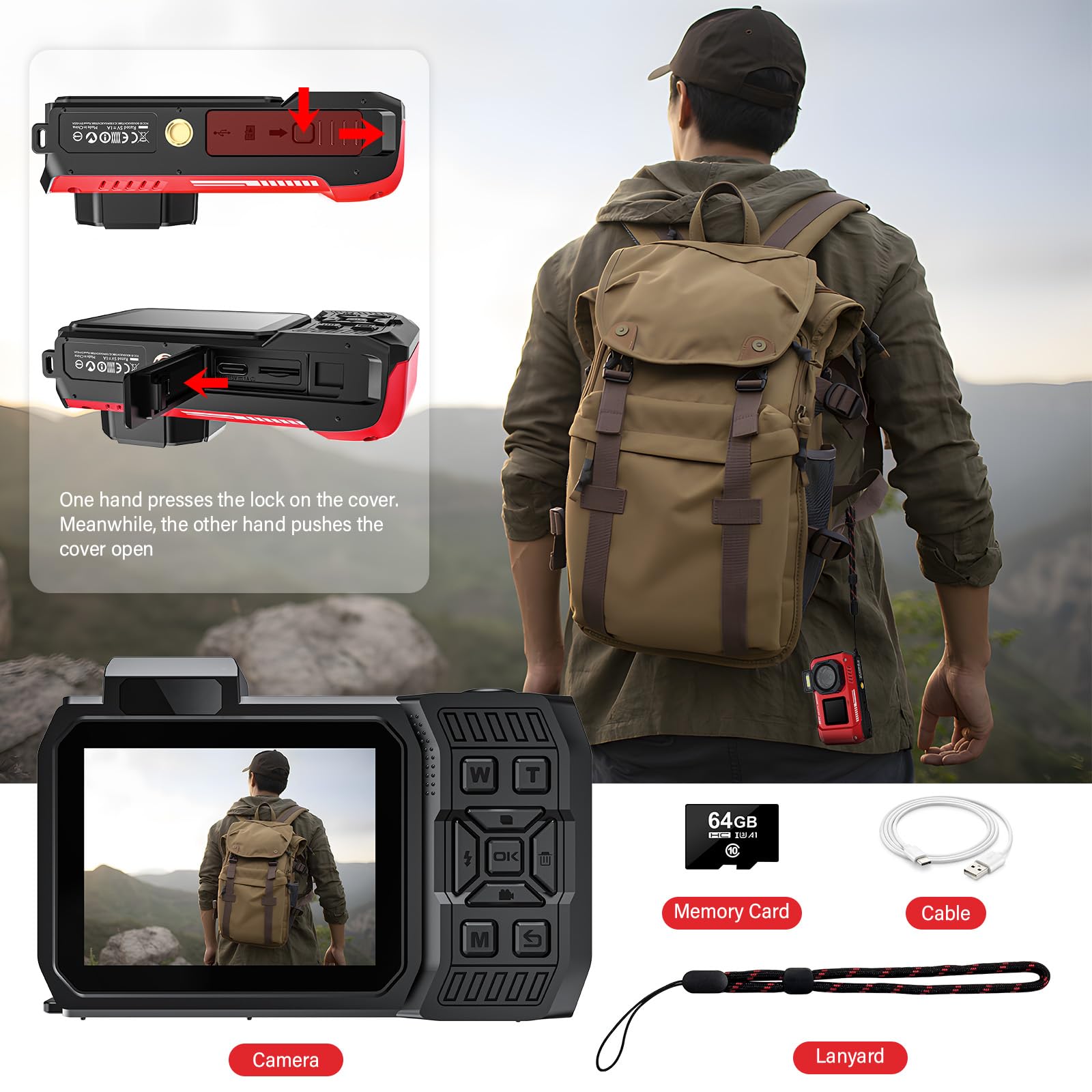 Rugged Waterproof 8K UHD Digital Camera for Snorkeling