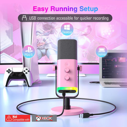FIFINE USB XLR Dynamic Microphone AM8 Mute Button RGB Light