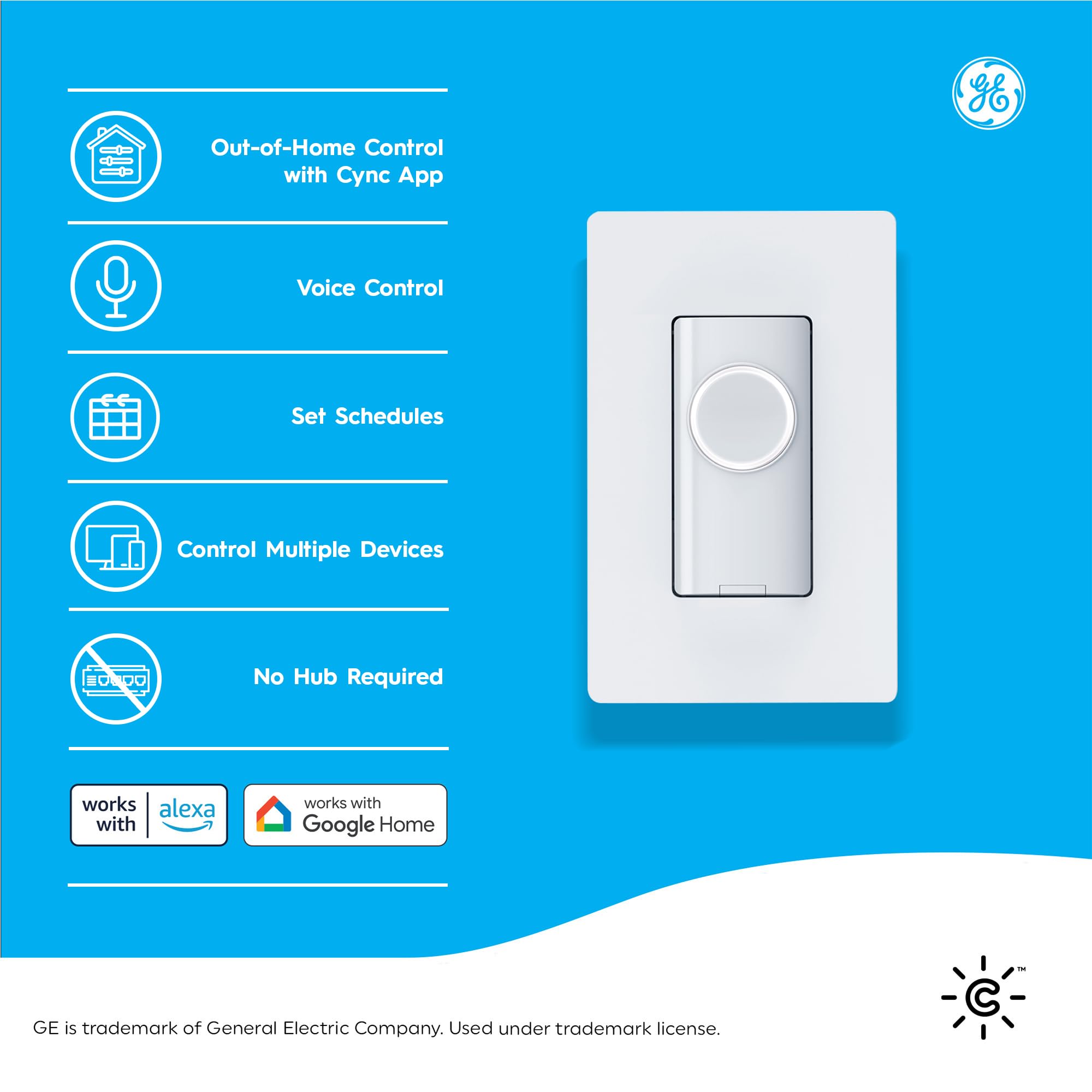 GE CYNC Smart Light Switch No Neutral Wire Required
