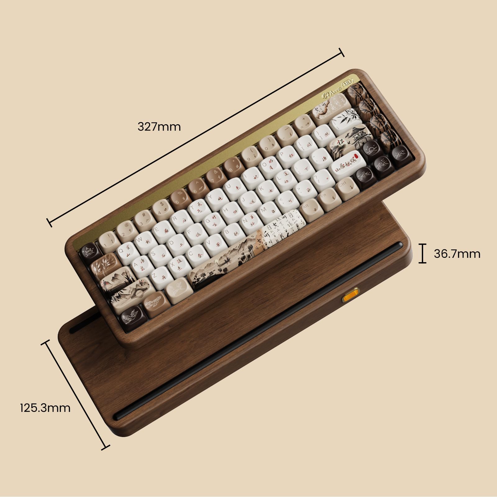 Akko Mechanical Gaming Keyboard With Walnut Case