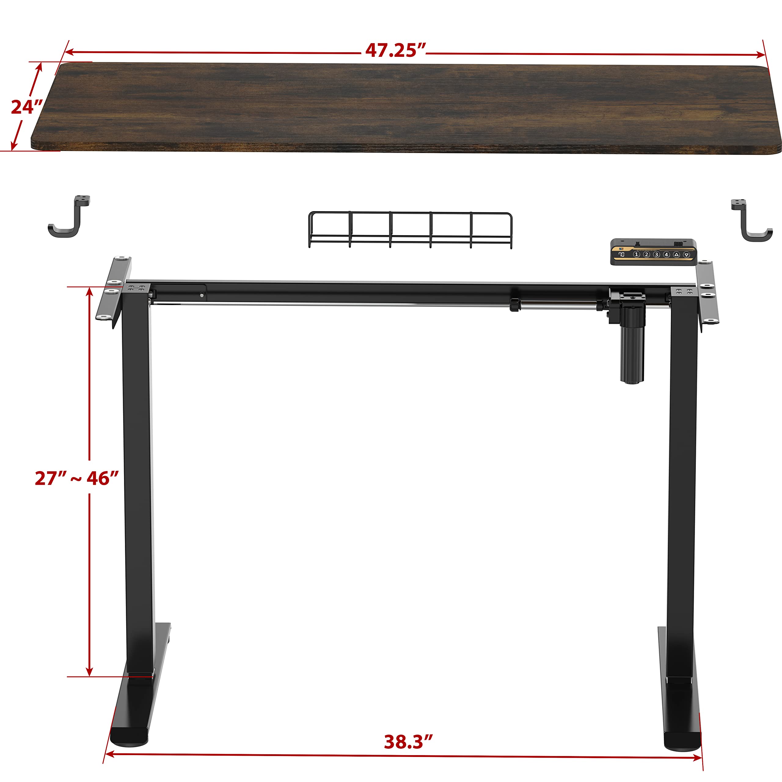 Electric Height Adjustable Desk with Cable Management
