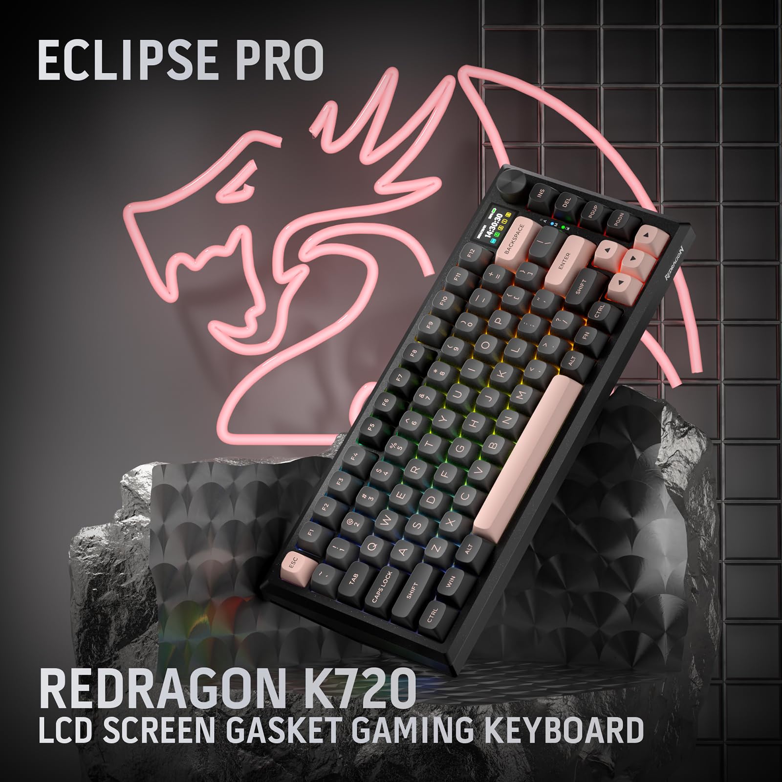 Redragon K673 Pro Wireless RGB Gaming Keyboard with Custom Knob