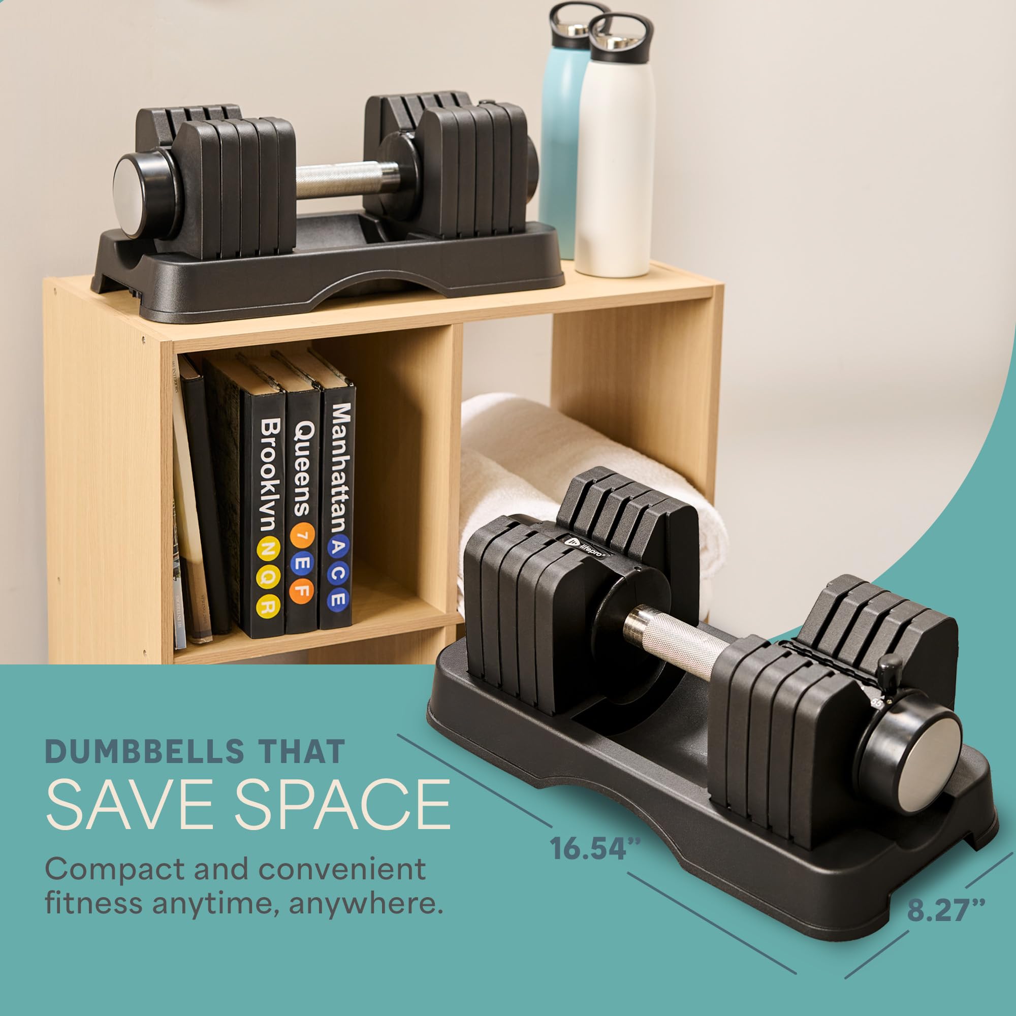 Adjustable Dumbbells Set with Rack for Home Gym