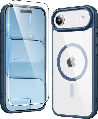 FNTCASE IPhone 16 Case Clear Magnetic MagSafe Screen Protector Drop Proof Rugged