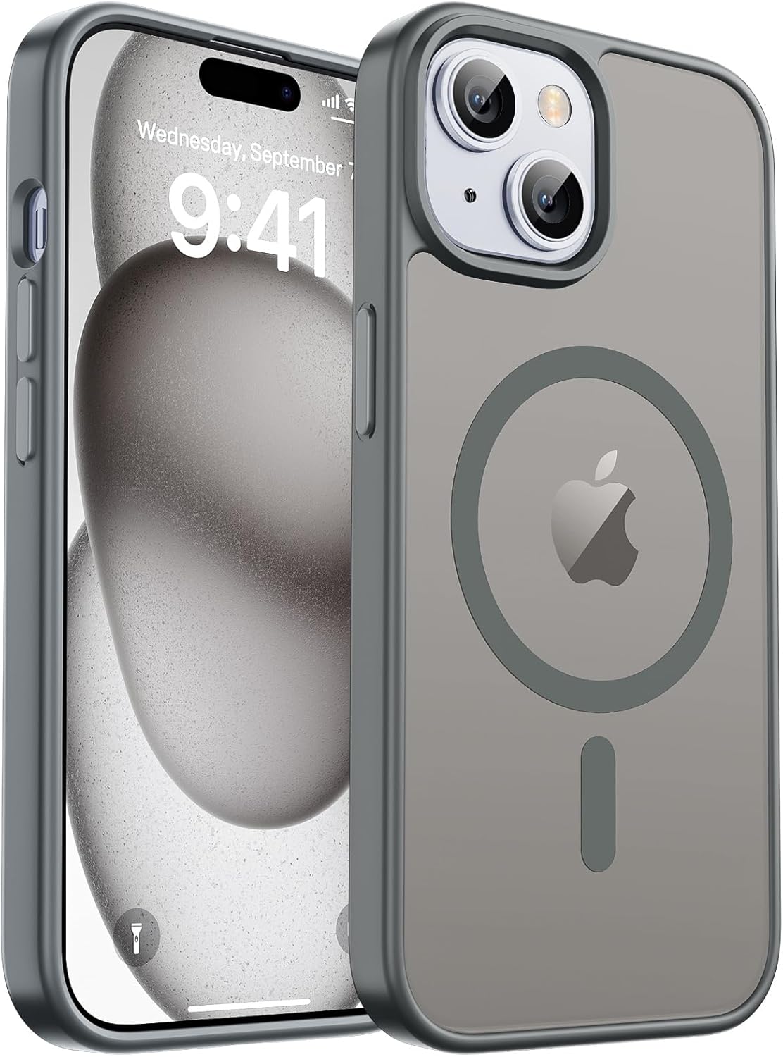 MagSafe Compatible iPhone 14 15 Case Matte Shockproof Anti Scratch Black