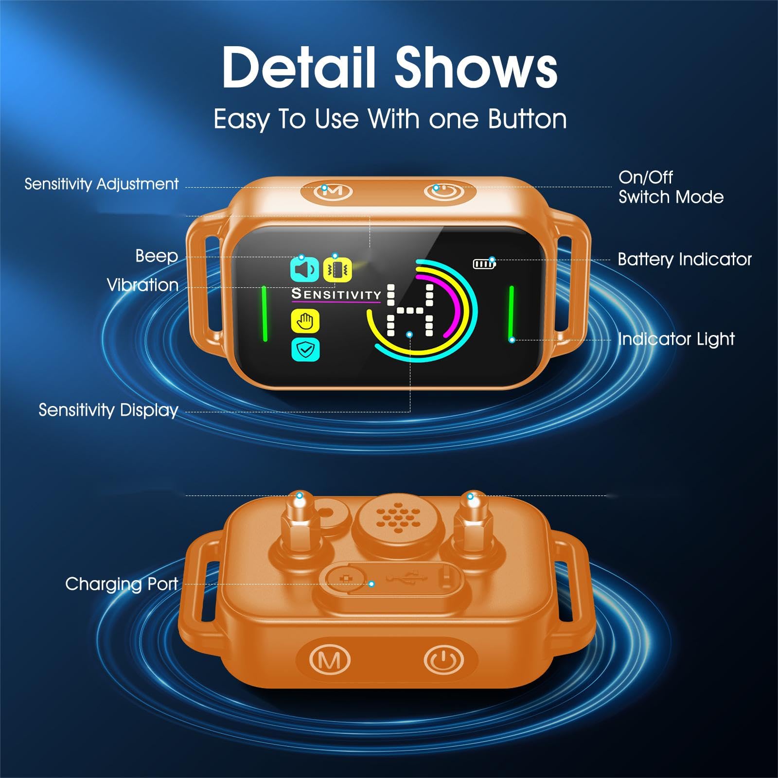 Smart Rechargeable Bark Collar for Dogs with Adjustable Sensitivity