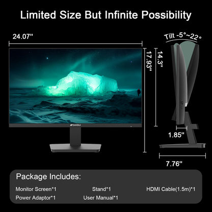 Sansui 24 Inch Eye Care Monitor With HDMI And VGA Ports