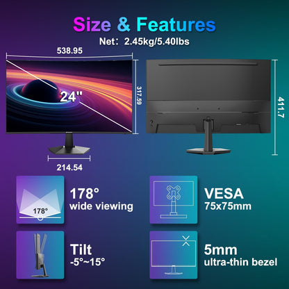 Sansui 27 Inch WQHD Gaming Monitor 180Hz 1ms DP HDMI HDR