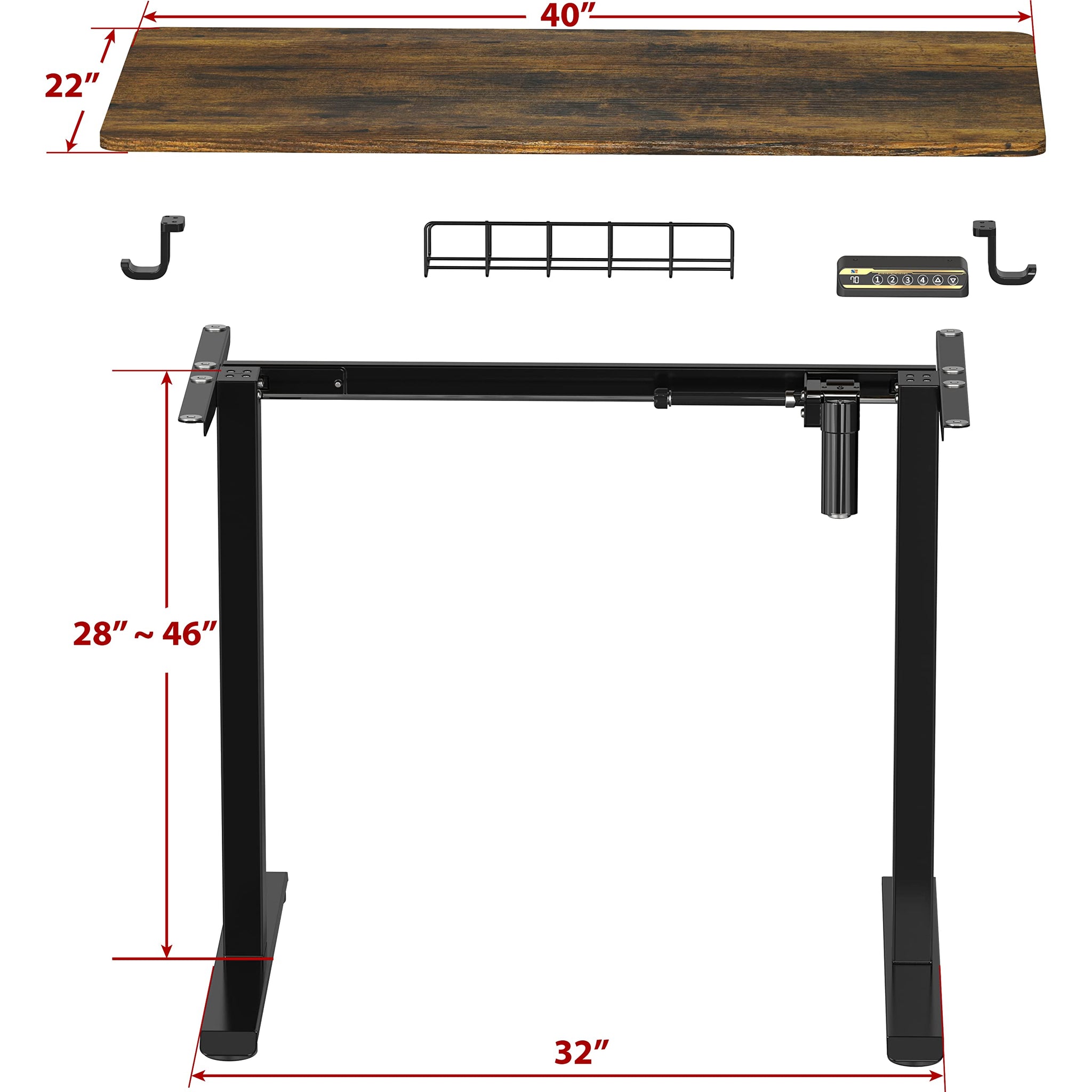Electric Height Adjustable Desk with Cable Management