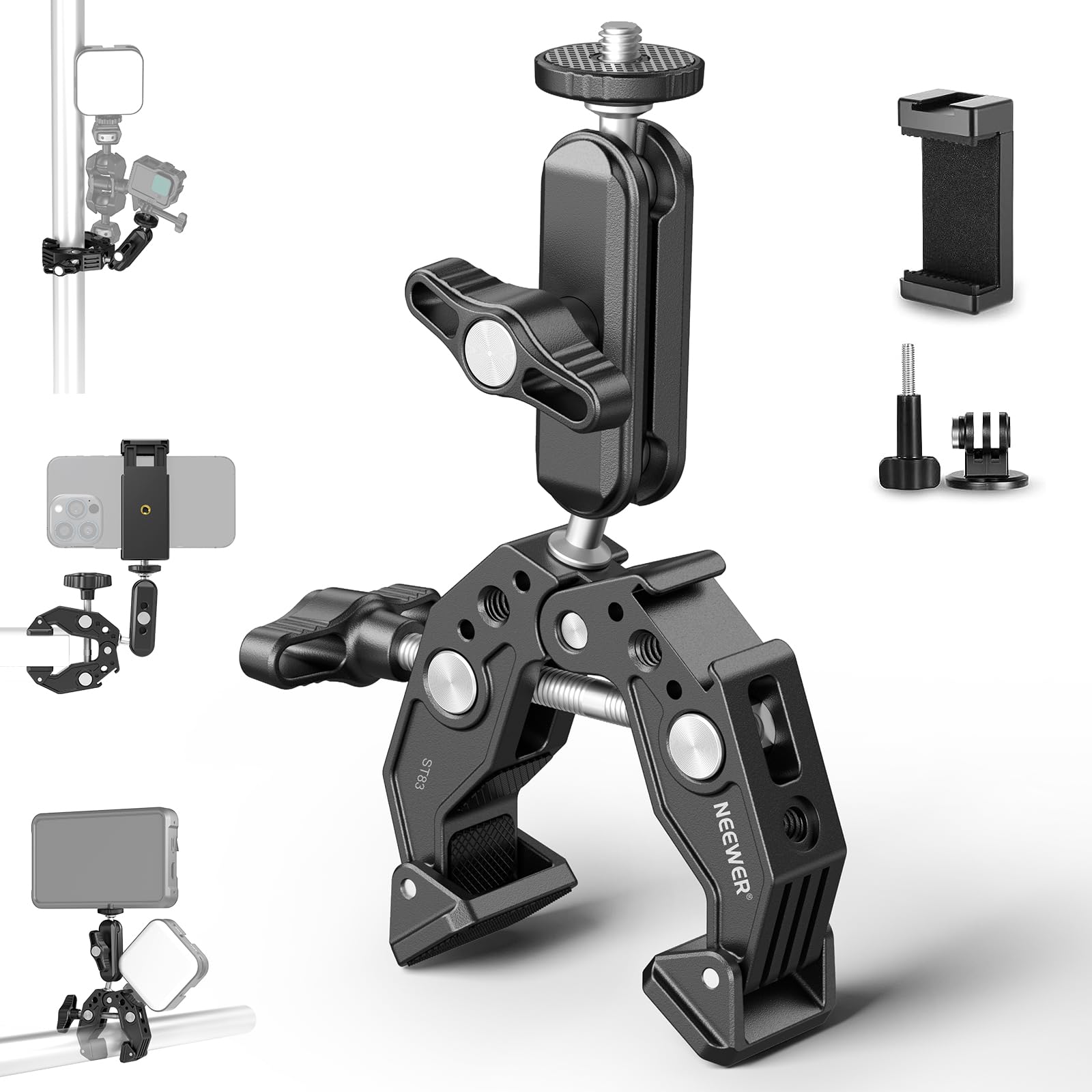 Neewer Super Clamp with Dual Ballhead Magic Arm