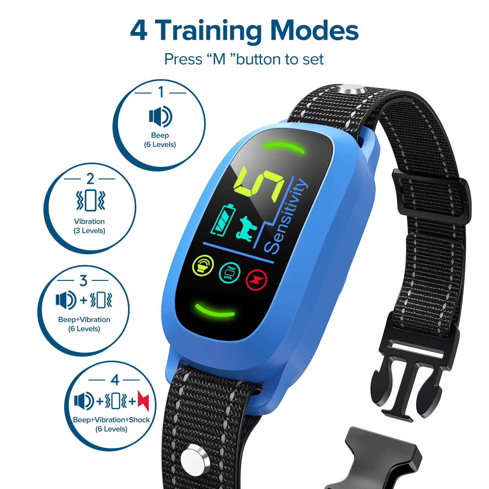 Rechargeable Dog Bark Collar with Adjustable Sensitivity Levels
