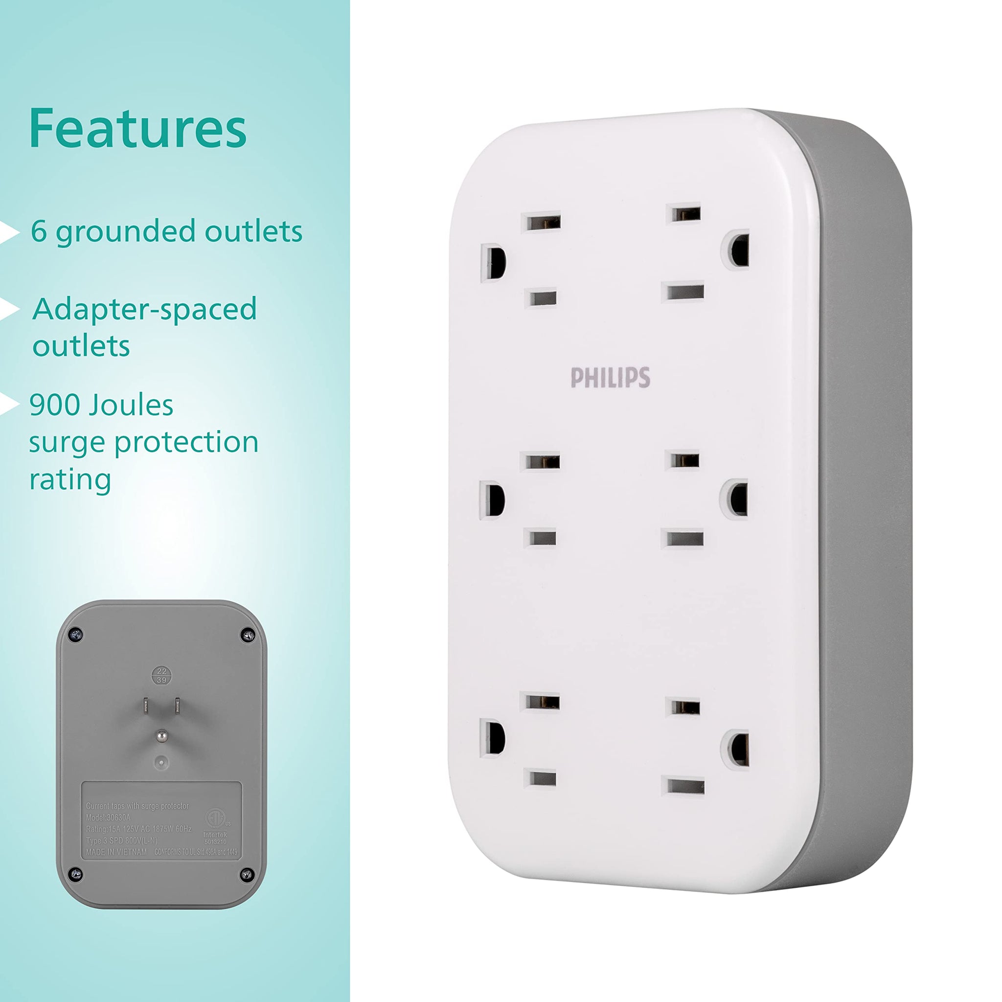 Philips EZFit 3 Outlet Surge Tap With USB Charging Now