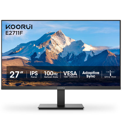 KOORUI 27 Inch IPS Monitor 1080p 100Hz HDMI VGA VESA Tilt