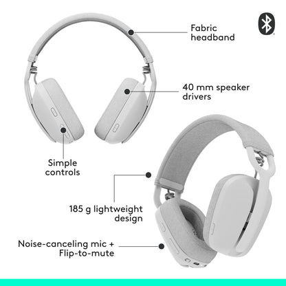 Logitech Zone Vibe 100 Wireless Headphones with Noise Canceling Microphone