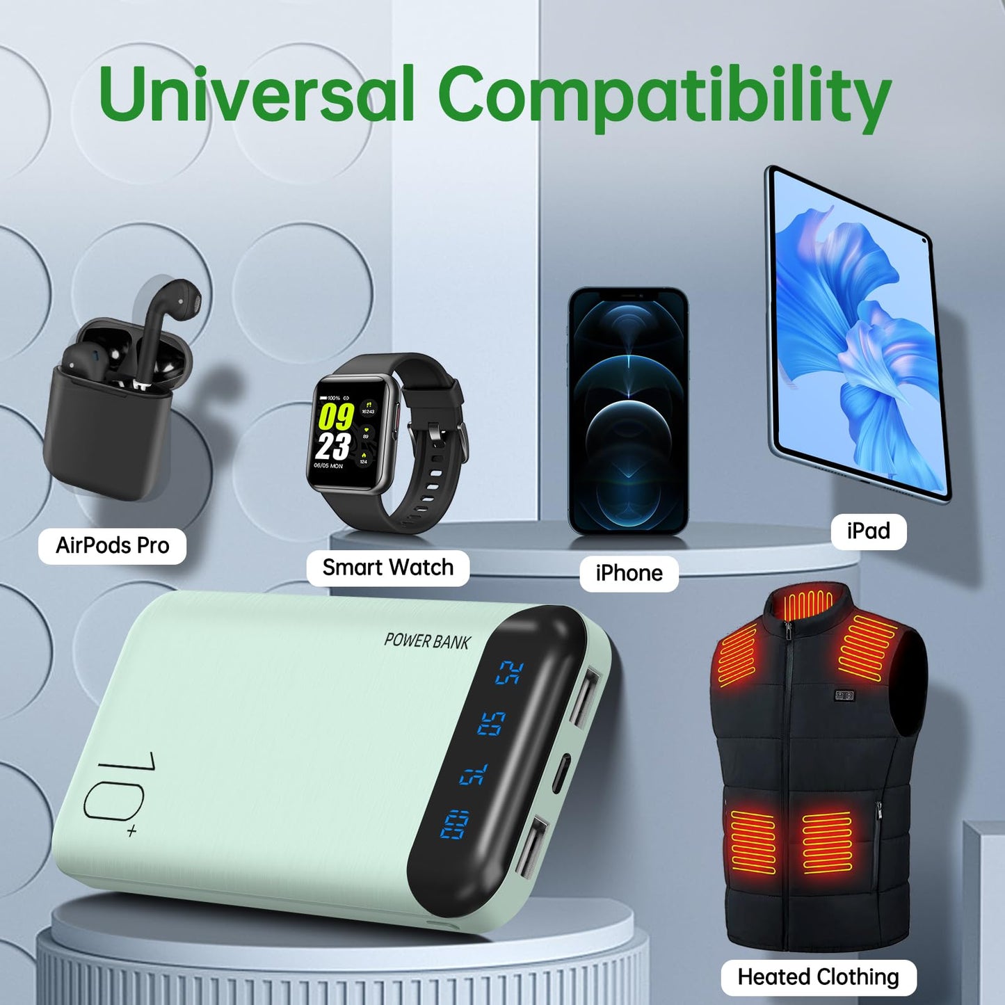 Power Bank 10000mAh Portable Charger Slim Battery Pack USB C