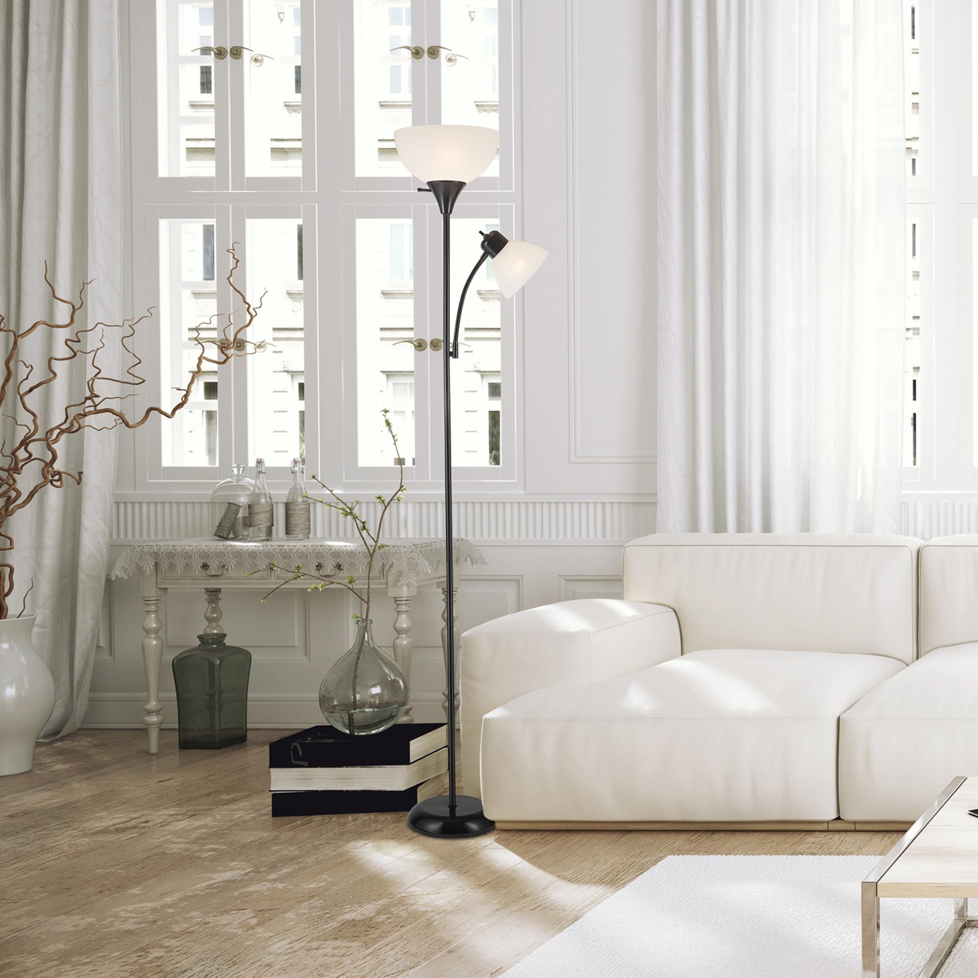 Globe Electric Delilah Floor Lamp with Adjustable Reading Light