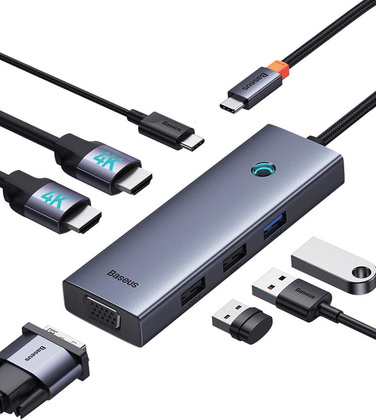 Baseus 7 In 1 USB C Docking Station 3 Monitors 4K HDMI VGA