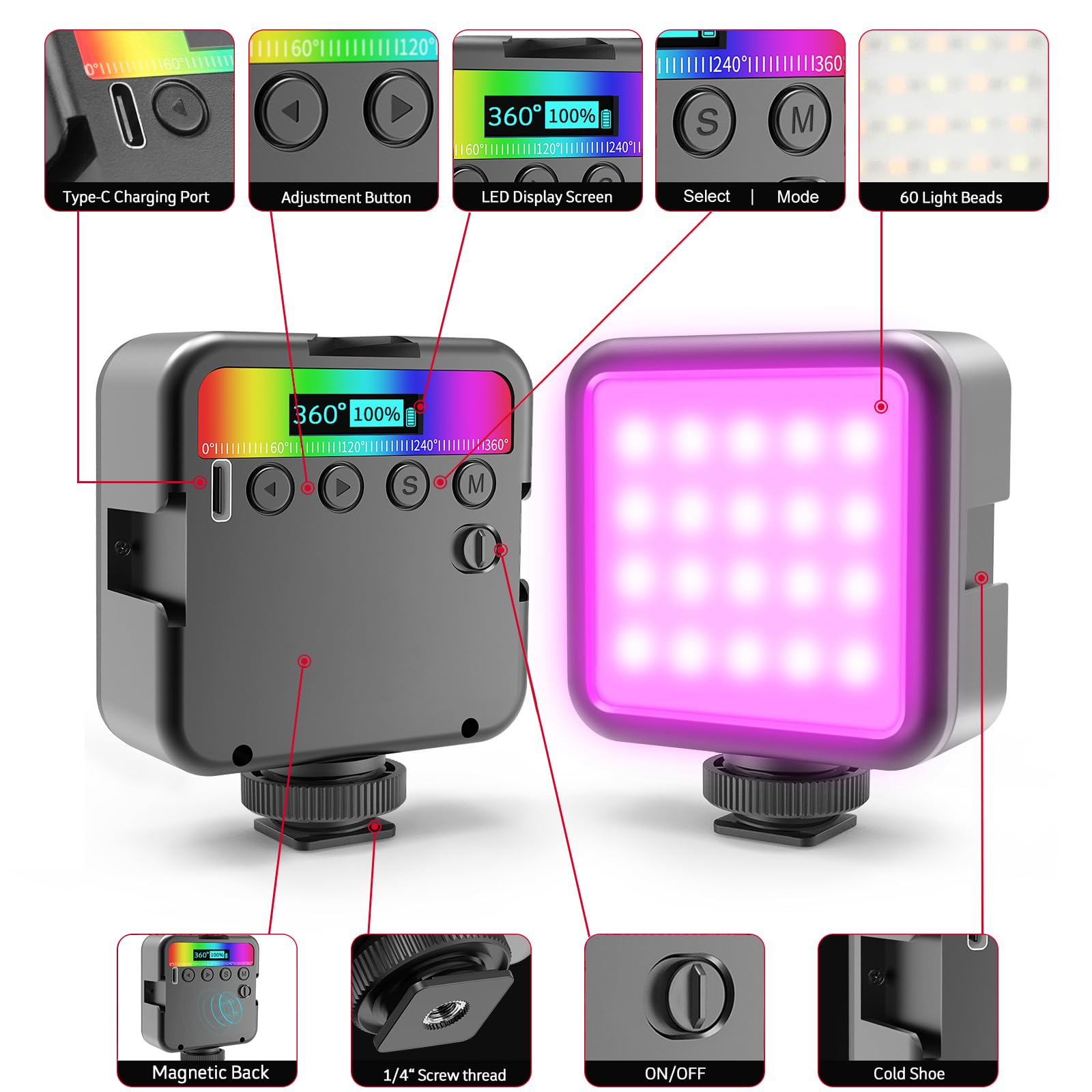 Magnetic RGB LED Video Light for Stunning Photography