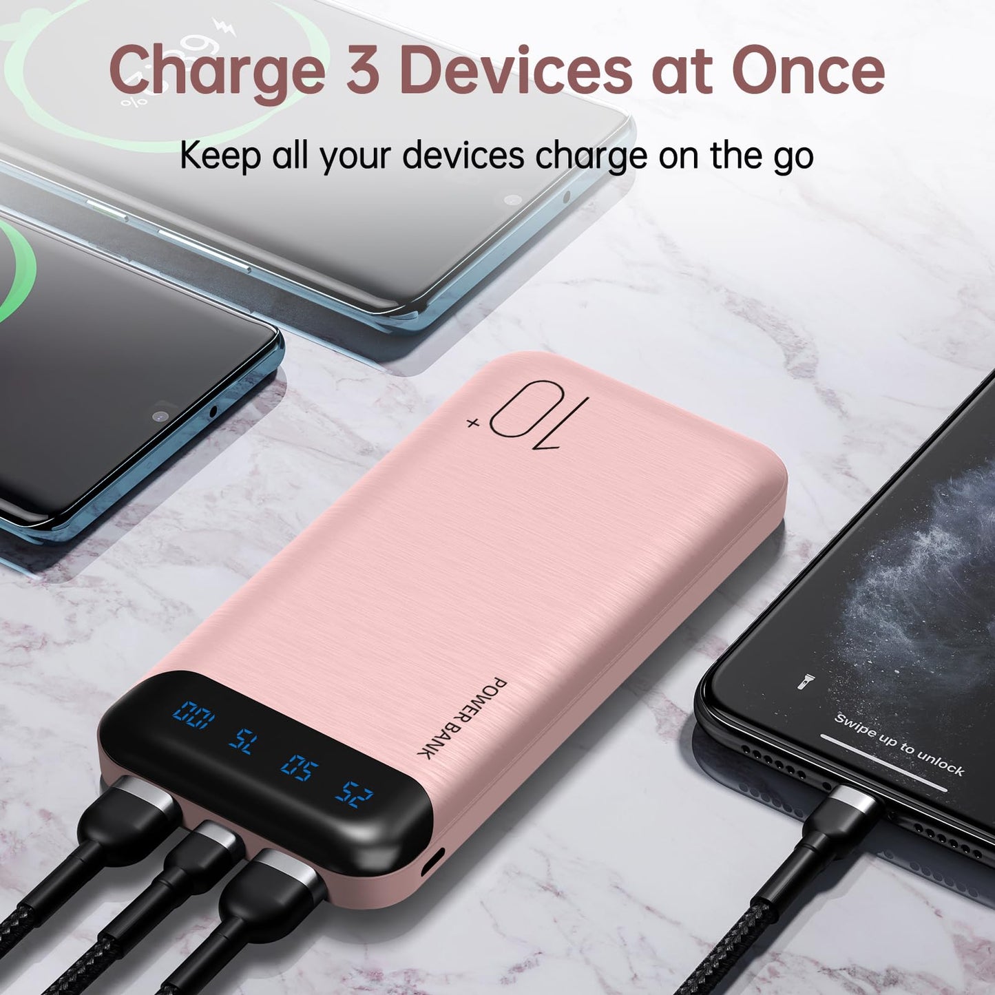 Power Bank 10000mAh Portable Charger Slim Battery Pack USB C