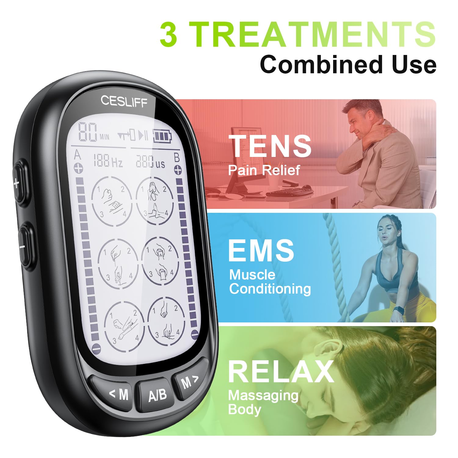 Dual Channel TENS EMS Unit for Pain Relief