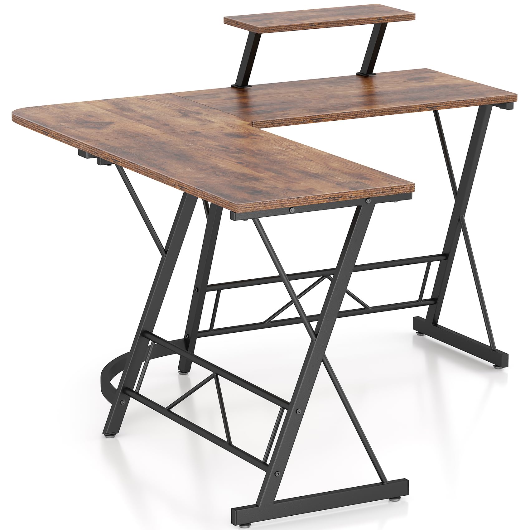 L Shaped Gaming Desk with Large Monitor Stand