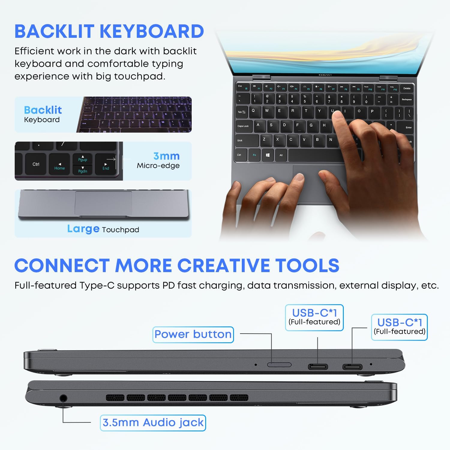 CHUWI Minibook X 2 in 1 Laptop with Touchscreen