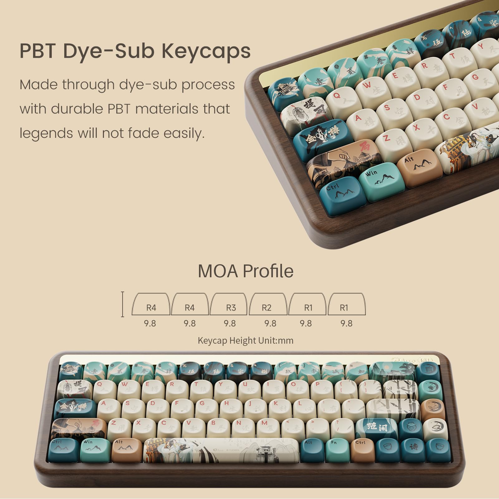 Akko Mechanical Gaming Keyboard With Walnut Case