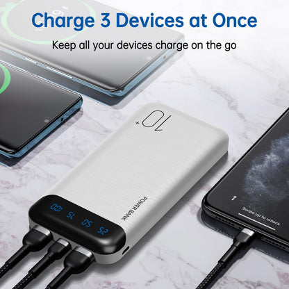Power Bank 10000mAh Portable Charger Slim Battery Pack USB C