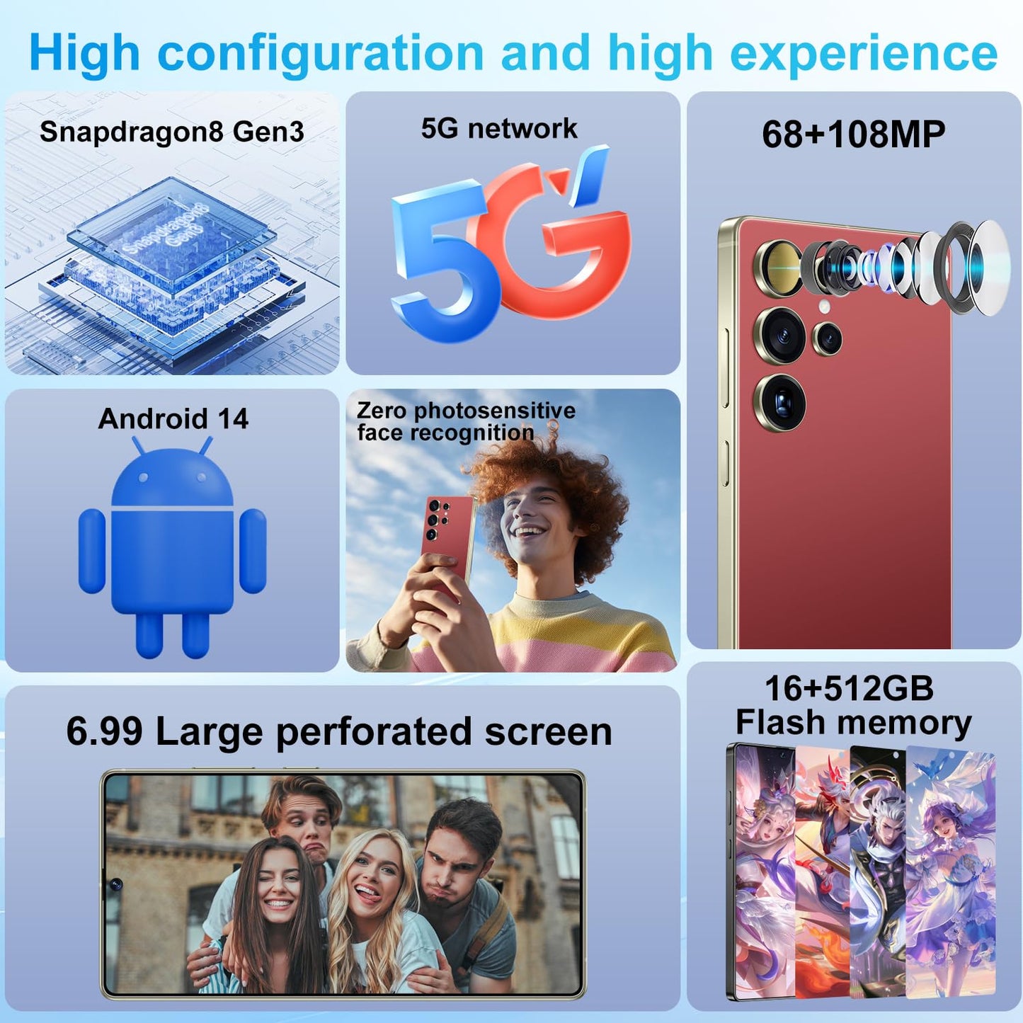 MMY I25 Ultra Unlocked Phone Built In Pen 6.99in 16GB 512GB Android 14 5G Green