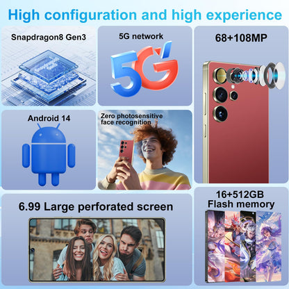 MMY I25 Ultra Unlocked Phone Built In Pen 6.99in 16GB 512GB Android 14 5G Green