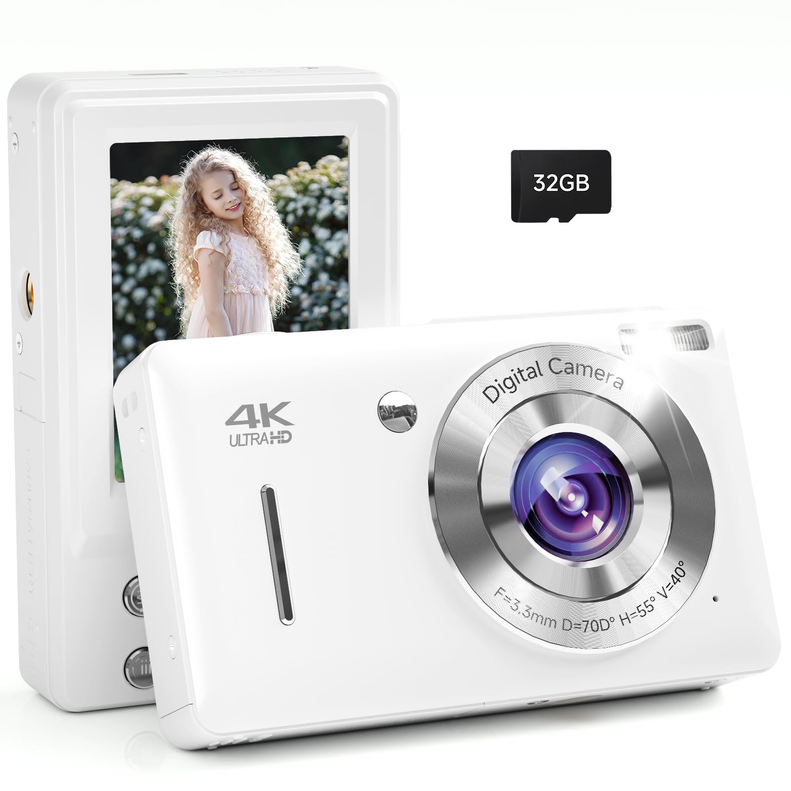 44MP Compact Digital Camera with 16X Zoom for Kids