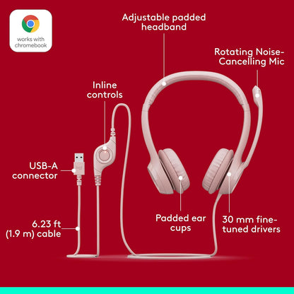 Logitech H390 Wired Headset with Noise Cancelling Mic