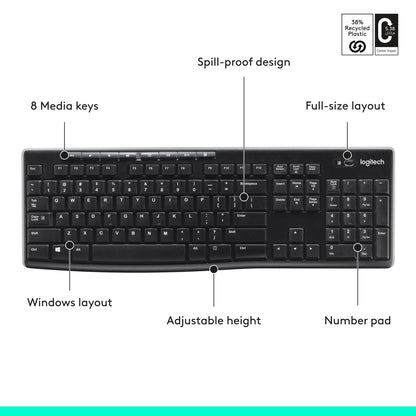 Logitech MK270 Wireless Keyboard and Mouse Combo for Easy Computing