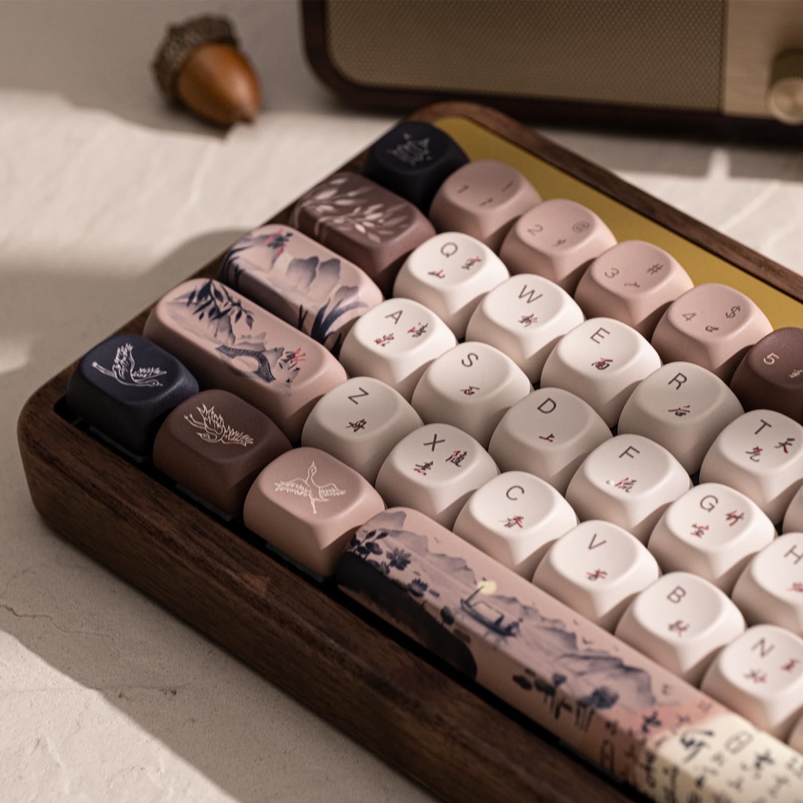 Akko Mechanical Gaming Keyboard With Walnut Case