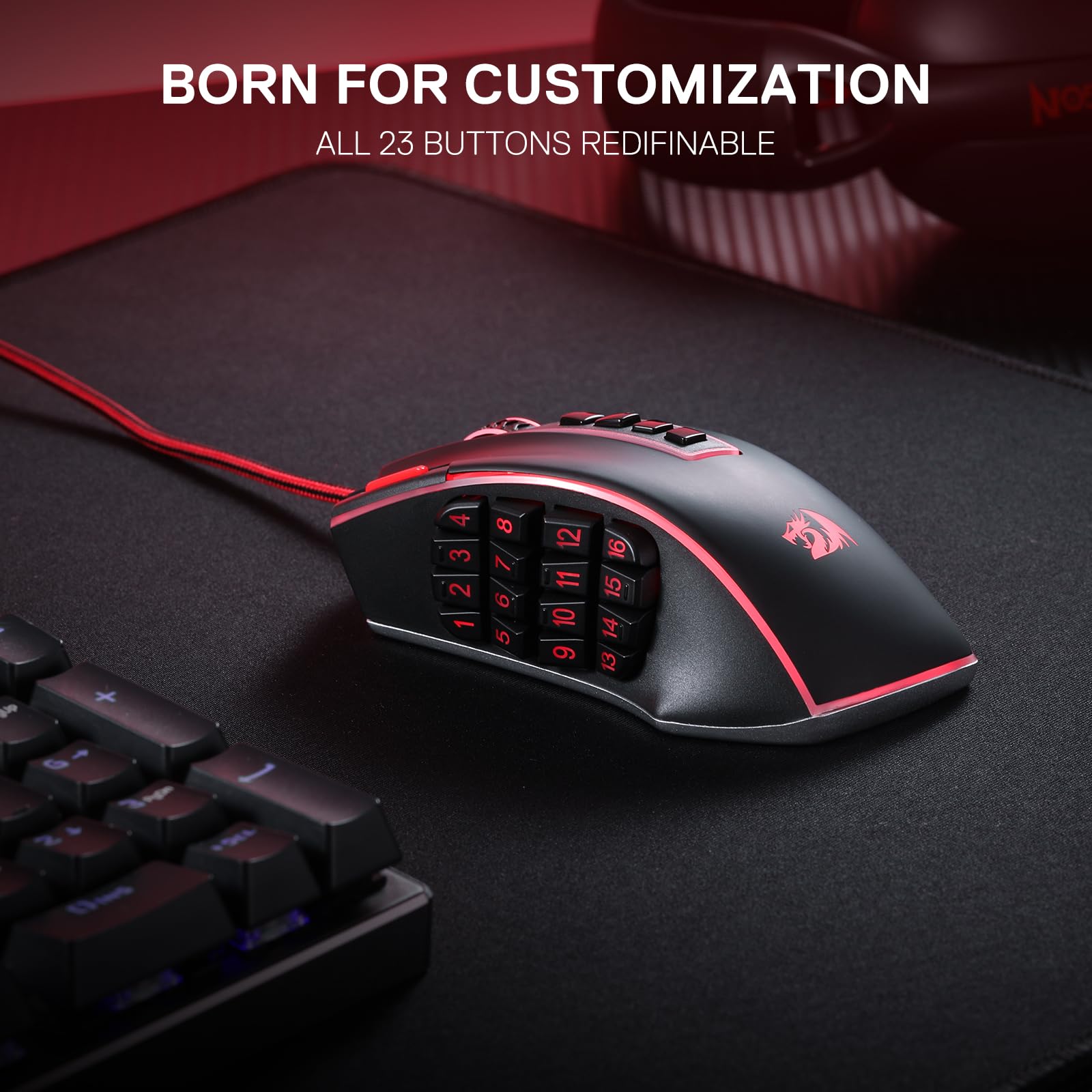 Redragon M908 RGB Gaming Mouse with 12 Programmable Buttons